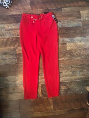 Soho Red Trousers with Gold Chain Detail